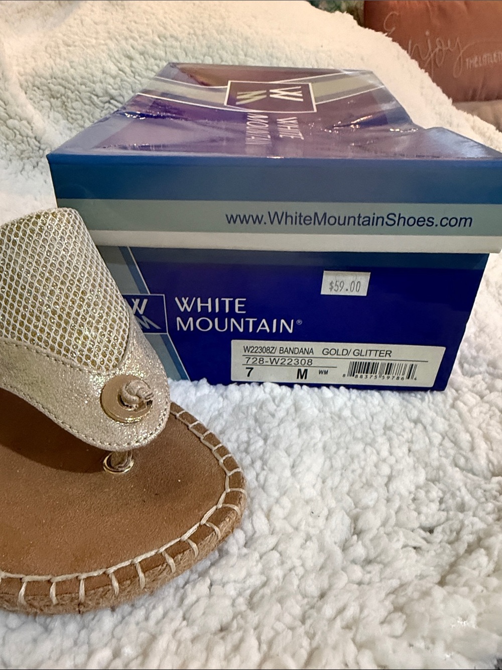 White Mountain Gold Glitter Bandana Thong Sandals - Women